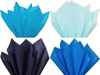12 Assorted 4 Colors Christmas Holiday Colors Gift Grade Tissue Paper Sheets - 15" x 20" - Choose Color Set (Turquoise,Light Blue,Navy,Brilliant Blue)
