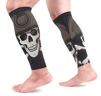 LEVEIS Pirate Skull Calf Compression Sleeves 1 Pair, Leg Performance Support for Shin Splint Calf Pain Relief Men & Women Guards Sleeves for Running Cycling