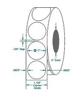 Compulabel 910056 Wafer Tab Seals, 1 Diameter White, 5,000 per Roll, Non-Perfed, 50,000 / Case