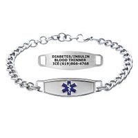 Divoti Custom Engraved Surgical Stainless Stylish Medical Alert Bracelet-Blue
