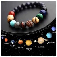 Lava Stone 7 Chakras Bracelets Rock Bead Natural Gemstones Yoga Beads Bracelets, Galaxy Series Men Women Relief Stress Beads Aromatherapy Essential Oil Diffuser Elastic Healing Bracelet Bangle