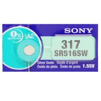 Sony 317 (SR516SW) 1.55V Silver Oxide 0% Hg Mercury Free Watch Battery (3 Batteries)