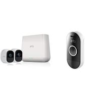 Arlo Pro Wireless Home Security Camera System with Siren Rechargeable,Night vision,Indoor/Outdoor,HD Video Cloud Storage Included 2 camera kit with Audio Doorbell Wire-free,Smart Home Security