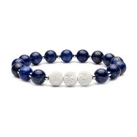 Bivei Aromatherapy Lava Stone Essential Oil Diffuser Bracelet Semi Precious Gemstone Round Beads Crystal Bracelet(Lapis Lazuli)