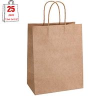 CreativePaper 25pcs 7.9x4.3x10.6" Kraft Paper Bags with Handles for Party Wedding Shopping Wrapping (25, Small)