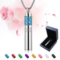 9Oine Aromatherapy Diffuser Pendant Locket Necklace, Perfume Bottle Essential Oil Diffuser Necklace Diffuser and Container 2-in-1 Stainless Steel Necklace with 8 Color Pads-Gift for Male & Female