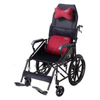 Hong Tai Yang XF Wheelchair, Steel Portable Transport Chair with Hand Brakes Semi-Recumbent Folding High Back 18-inch Wide Seats Armchairs (Color : Black)