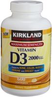 Kirkland Signature Maximum Strength Vitamin D3 2000 I.U. , Pack of 3