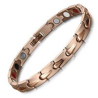 HiTreasure Power 4 Elements Titanium Steel Magnetic Therapy Negative Ions Germanium Link Bracelet for Arthritis Pain Relief Anti-Radiation Men Women(Imported,3000 Gauss Each Link)