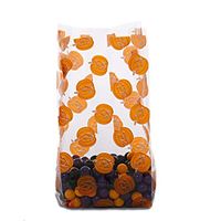 25ct Small Halloween"Jack o Lanterns" 7x2x3" Cello Cellophane Party Treat Snack Bags nfLG -499