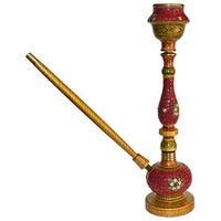 Beautiful Stone Artwork on Wooden Teak Wood HOOKAH / Wooden Working Condition Hookah