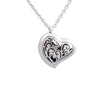 Aromatherapy Essential Oil Diffuser Necklace Jewelry ~ Elegant Heart Style - Hypo-Allergenic 316L Surgical Grade Stainless Steel Locket Pendant Necklace - Includes 3 Washable Pads (Silver)