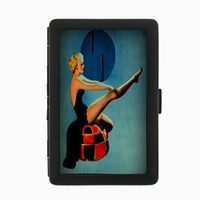 Perfection In Style Black Color Metal Cigarette Case Vintage Art Deco Design 014