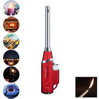 Navpeak Portable Candle Lighter Handy Refillable Butane for Kitchen Fireplace Pilot Light BBQ Grill Stove (Butane Not Included) (Red)