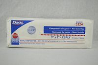 3124-100 Sponge Gauze LF Non-Sterile Cotton 3x3" 12Ply 100 Per Bag Part No. 3124-100 by- Dukal Corporation
