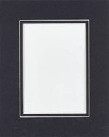 Pack of 10 16x20 Black/Black Double Mats Mattes with White Core Bevel Cut for 11x14 Photo + Backing + Bags