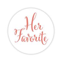 Her Favorite Wedding Stickers, Choose Your Colors, Wedding Favor Stickers (Coral on Matte - Her Favorite)(403-CR)