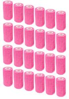 3 Inch Self Adhesive Medical Bandage Wrap Tape (Neon Pink) (24 Pack) Strong Elastic Self Adherent Cohesive First Aid Sport Flex Rolls for Wrist Ankle Knee Sprains and Swelling