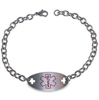 Max Petals - Type 2 Diabetes Medical Alert ID Stainless Steel Identification Bracelet with 9 Inch Chain