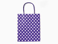 12CT Medium Purple Polka DOT Biodegradable, Food Safe Ink & Paper, Premium Quality Paper (Sturdy & Thicker), Kraft Bag with Colored Sturdy Handle (Medium, P.Purple)