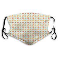 Fashion Comfortable Windproof mask,Flat Art Inspired Doodle Acorns Leaves Pumpkin and s On Raindrop Shapes Pattern,Printed Facial Decorations for Unisex S