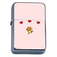 Bear Heart Flip Top Oil Lighter Em1 Smoking Cigarette Silver Case Included