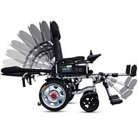 ZXOIHH Folding Electric Wheelchair, Fully Lying Elderly Automatic Wheelchair Aluminum Alloy Four-Wheeled Scooter Lithium Battery (12A)