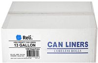 Reli. 13 Gallon Trash Bags (1000 Count Bulk) Clear Trash Bags 13 Gallon in Bulk - Recycling Clear Can Liners 13 Gallon - 16 Gallon Tall Kitchen (13 Gal)