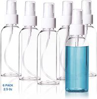 Keemall Plastic Fine Mist Spray Bottle Small for for Essential Oils,Travel,Cleaning,Cosmetic Makeup, 2.5 OZ (Pack of 6)