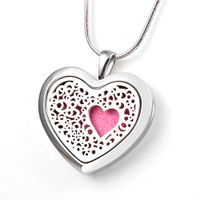 Essential Oil Necklace Diffuser Heart Pendant Jewelry for Girls, Premium Stainless Steel Aromatherapy Diffuser Necklace(22", 12 Felt Pads) by Lademayh