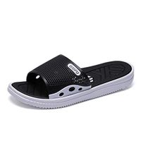Yomiafy Summer Men's Casual Slippers Home Shower Sandals Outdoor Anti-skidding Beach Shoes(Black,US:9.5)