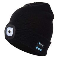 AlexGT 2 in 1 LED Flashlight Beanie Wireless Bluetooth Musical Hat Hands Free Rechargeable Headlamp Cap Built in Mic for Winter Outdoor Sports
