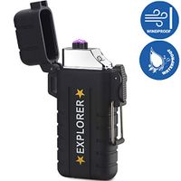 Dechi Waterproof Arc Lighter,Plasma Dua Arc Lighter USB Rechargeable Electric Lighters Flameless Windproof Lighter with Lanyard for Hiking,Backpacking,Camping,Hunting,Tactical Survival Gear