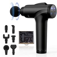 GINNO 30 Speeds Massage Gun Deep Tissue Percussion Muscle Massager Therapy Massage Gun for Athletes Cordless Electric Pulse Massager Fascia Gun for Body with 6 Heads(Black)