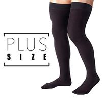 XXL Plus Size Compression Stockings for Men - Absolute Support Thigh High with Grip Top Medical Graduated Compression Socks 20-30mmHg – Extra Wide Calf Sized - Ribbed Opaque Black Size 2XL - A2017BL5