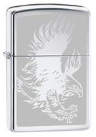 Zippo Lighter: Eagle with Talons, Engraved - High Polish Chrome 80235