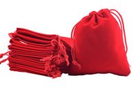 Sansam 20pcs Red Velvet Drawstrings Gfit Bags Jewelry Pouches for Wedding Favors, Candy Bags, Party Favors, 5.2x7.2''