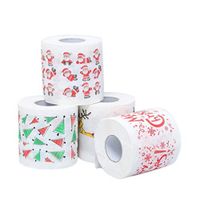InKach Christmas Soft Toilet Paper | 4 Rolls Funny Xmas Natural Tissue Paper 3-Tier Happy New Year Santa Claus Bathroom Decoration (Multicolor, Pack of 4 Christmas Soft Toilet Paper)