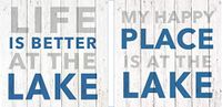 Bundle of 2 (20 ct) Blue White Paper Beverage Napkins, Life Is Better At The Lake, My Happy Place Is At The Lake