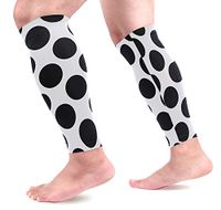 LEVEIS Black and White Polka Dot Calf Compression Sleeves 1 Pair, Leg Performance Support for Shin Splint Calf Pain Relief Men & Women Guards Sleeves for Running Cycling