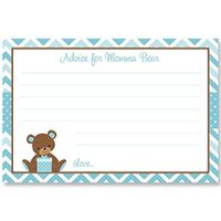 Advice for Mommy Cards Teddy Bear Baby Shower Advice for Mom for Parents Parental Wisdom Keepsake Gift Game Activity Sprinkle Activities Blue Chevron Boys It's A Boy Stripes Polka Dots (24 Count)