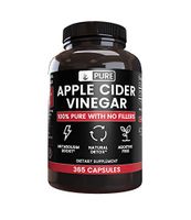 Raw 100% Natural Apple Cider Vinegar No Magnesium Stearate or Rice Fillers (365 Capsules) 4 Month Supply, Non-GMO, Made in USA, 1,440 mg Undiluted ACV Powder with No Additives