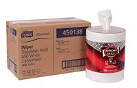Tork Advanced 450138 ShopMax Wiper 450, Centerfeed Refill, 1-Ply, 9.9" Width x 13.1" Length, White (Case of 2 Boxes, 200 per Box, 400 Towels)