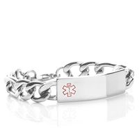 StickyJ USA Mens Figaro Medical Alert Bracelet 8.5 inch w Free Engraving