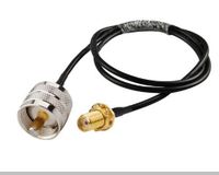 MPD Digital USA Made RG58 RG-58 RF 50 Ohm Coaxial Cable with UHF PL259 Male and SMA Female Bulk-Head Connectors, 1 ft.