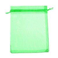 50 Pcs Organza Jewelry Gifts Drawable Box Wedding Gift Candy Mini Pouch Bag - Light Green 9cm by 12cm Ameesi