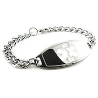 My Identity Doctor - Custom Engraved Medical ID Bracelet, 5mm 316L Steel for Teens, Adults - Medium - White - Wrist Size 7.25 Inch