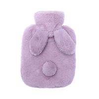 Healifty Hot Water Bottle Cute Hot Water Bag with Rabbit Plush Fur Stuffed Animal Cover (Purple)
