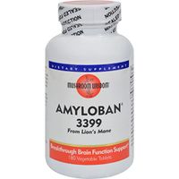 Mushroom Wisdom Amyloban 3399 - 180 Vegetarian Tablets - Brain Function Support - Gluten Free