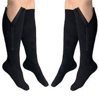 HealthyNees 2 Pairs Set Closed Toe 20-30 mmHg Zipper Compression Fatigue Swelling Circulation Knee Length Socks (L/XL - 2 Pairs Black)